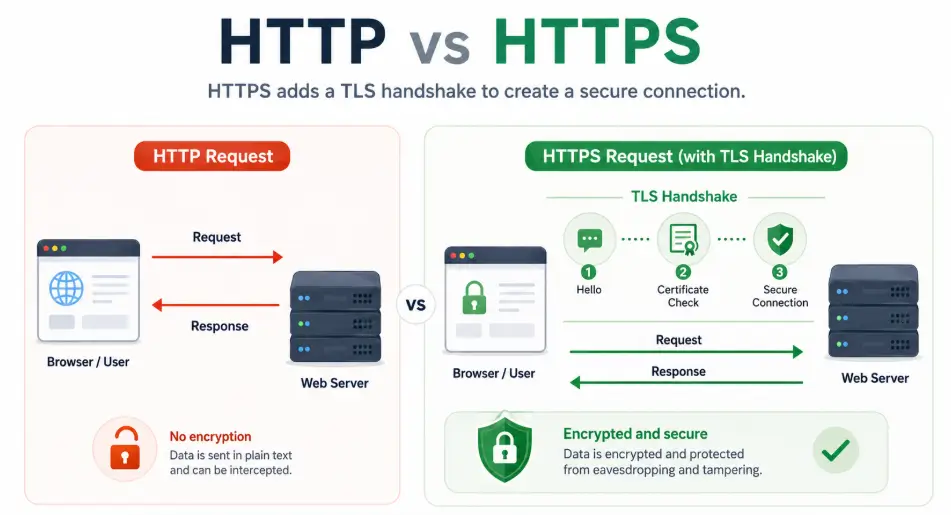 HTTP request vs HTTPS request with TLS